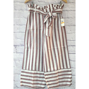 Planet Gold Paper Bag Gaucho Capri Pants Juniors Small Striped Wide Leg Cotton